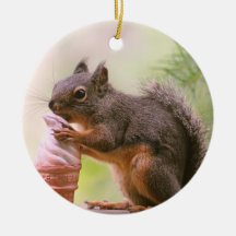 Funny Squirrel Licking Ice Cream Cone Christmas Ornament