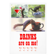 Funny Squirrel Photo Collage Customizable Custom Invitations