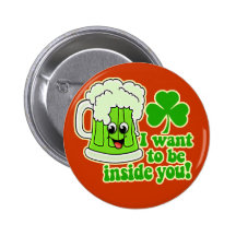 Funny St Patricks Day Green Beer Pinback Buttons