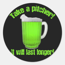 Funny St. Patrick's Day Green Beer Round Sticker