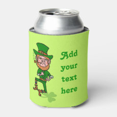 Saint Patrick's Day Fighting Leprechaun Custom Add Your Text Beer Funny St Patrick's Day Leprechaun Add Your Text Can Cooler
