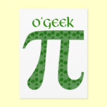 Funny St. Pat's Day Pi Tees - O'Geek, McNerd postcards