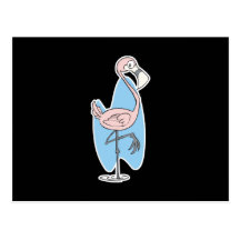 funny standing flamingo postcards