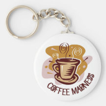 Funny steaming hot mug saying "Coffee Madness"! Key Chains