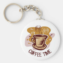 Funny steaming hot mug saying "Coffee Time"! Key Chains
