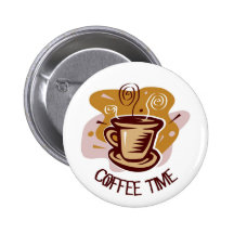 Funny steaming hot mug saying "Coffee Time"! Pin