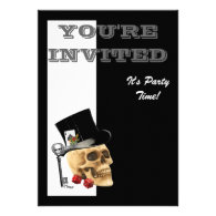 Funny Steampunk gothic gambler skull Custom Invites