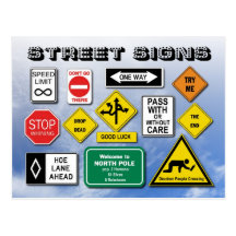 Funny Street (Road) Signs Postcards