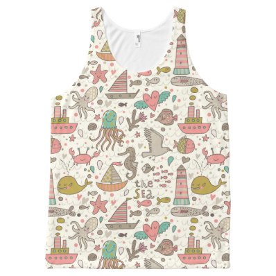 Funny Summer Pattern With Ships All-Over Print Tank Top