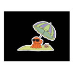 funny sun tanning beach octopus postcard