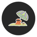 funny sun tanning beach octopus stickers