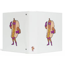 funny super hero hot dog character 3 ring binder
