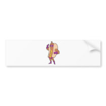 funny super hero hot dog character bumper sticker