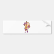 funny super hero hot dog character bumper sticker