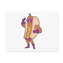 funny super hero hot dog character post cards