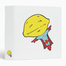 funny super hero lemon character 3 ring binders