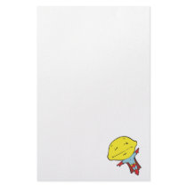 funny super hero lemon character stationery