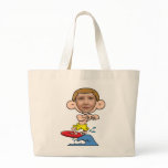 Funny Surfer Photo Face Template Canvas Bags