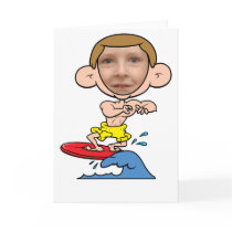 Funny Surfer Photo Face Template Cards