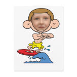 Funny Surfer Photo Face Template Post Cards