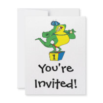funny swimmer champ alligator crocodile personalized invitation