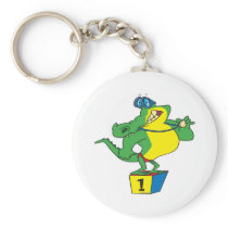 funny swimmer champ alligator crocodile key chain