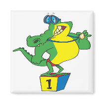 funny swimmer champ alligator crocodile refrigerator magnet