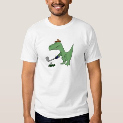 Funny T-Rex Dinosaur Playing Golf Tee Shirt