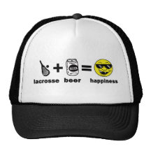 Funny T-Shirt Lacrosse + Beer = Happiness Trucker Hat