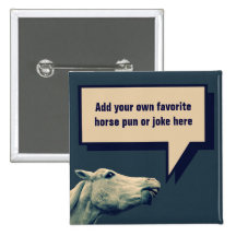 Funny Talking Horse Pinback Button