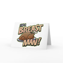 Funny Thanksgiving Breast Man greeting card