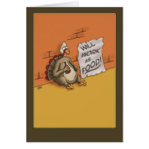 Funny Thanksgiving Cards: Down and out