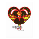 Funny thanksgiving cartoon turkeys - queen hearts postcards