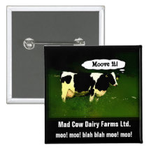 Funny Thinking Cow Buttons