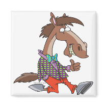 funny thumbs up nerdy horse cartoon refrigerator magnet