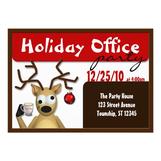 Funny Tipsy Reindeer Office Party Invitations