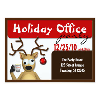 invitations funny christmas office tipsy reindeer announcements zazzle