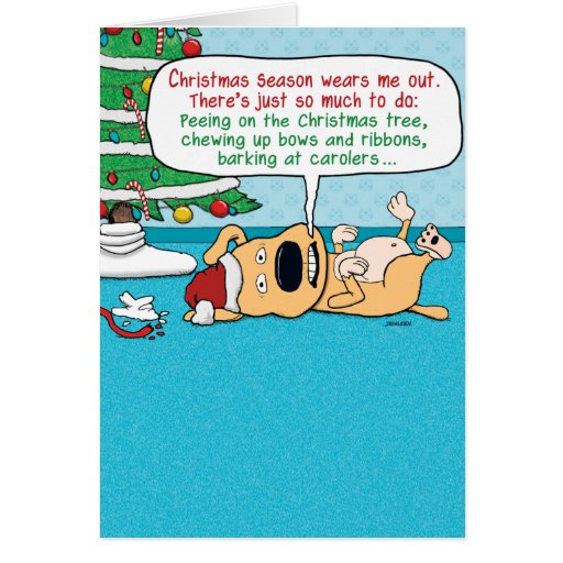 Funny Tired Dog Christmas Card  Zazzle