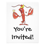 funny toasting lobster cartoon invitations