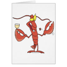 funny toasting lobster cartoon greeting cards