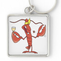 funny toasting lobster cartoon keychain