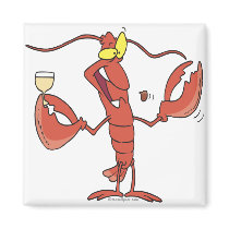 funny toasting lobster cartoon fridge magnets