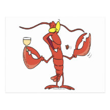 funny toasting lobster cartoon post cards
