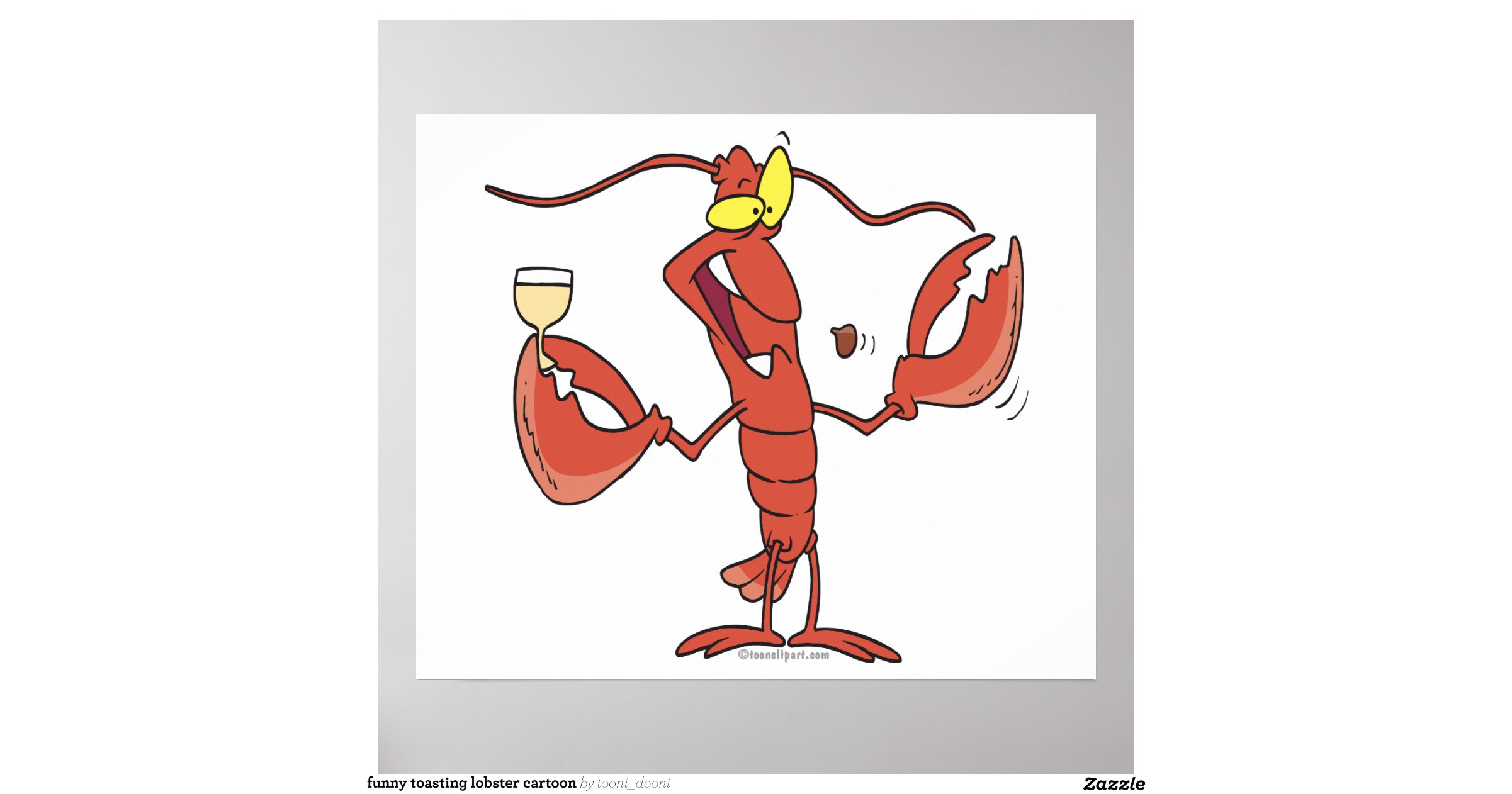 funny toasting lobster cartoon poster Zazzle