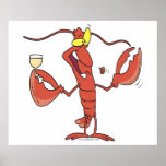 funny toasting lobster cartoon poster