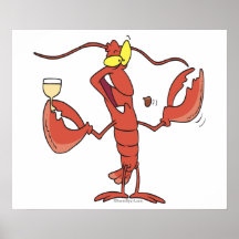 funny toasting lobster cartoon poster