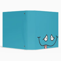 smiley face, smile, funny, silly, goofy, blue, tongue, sticking out, joke, novelty, cute, adorable, school, sarcasm, kids, children, Binder with custom graphic design