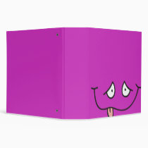 smiley face, smile, funny, silly, goofy, purple, tongue, sticking out, joke, novelty, cute, adorable, school, sarcasm, kids, children, Binder with custom graphic design