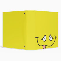 smiley face, smile, funny, silly, goofy, yellow, tongue, sticking out, joke, novelty, cute, adorable, school, sarcasm, kids, children, Fichário com design gráfico personalizado