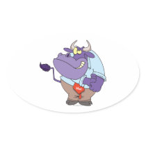 funny tough bull cartoon sticker
